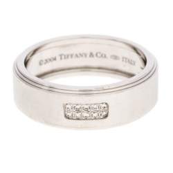 Pre Owned Tiffany & Co. 18K White Gold and Diamonds Century Wedding Band Ring Size 68.5