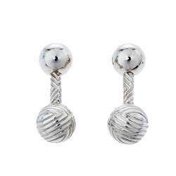 Pre Owned Tiffany & Co. Sterling Silver Textured Barbell Cufflinks