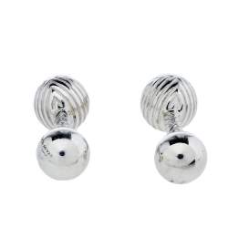 Pre Owned Tiffany & Co. Sterling Silver Textured Barbell Cufflinks