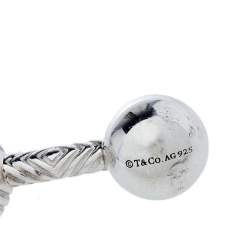 Pre Owned Tiffany & Co. Sterling Silver Textured Barbell Cufflinks