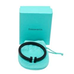 Pre Owned Tiffany & Co. T Square Black Tone Stainless Steel Bracelet