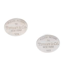 Pre Owned Tiffany & Co. Return to Tiffany Vintage Sterling Silver Oval Cufflinks