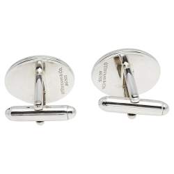 Pre Owned Tiffany & Co. Sterling Silver Engine Turned Oval Cufflinks