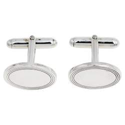 Pre Owned Tiffany & Co. Sterling Silver Engine Turned Oval Cufflinks