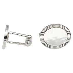 Pre Owned Tiffany & Co. Sterling Silver Engine Turned Oval Cufflinks