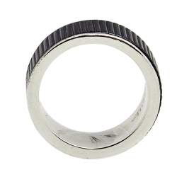 Pre Owned Tiffany & Co. Sterling Silver & Titanium Coin Edge Band Ring (Size 59)