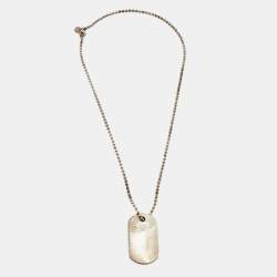 Pre Owned Tiffany & Co. Coin Edge Dog Tag Silver Beaded Chain Necklace