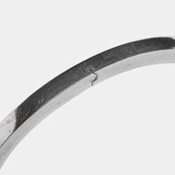 Pre Owned Tiffany & Co. T Square Ceramic 18k Yellow Gold Sterling Silver Open Cuff Bracelet