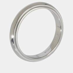 Pre Owned Tiffany & Co. Tiffany Together Milgrain Platinum Band Ring EU 61