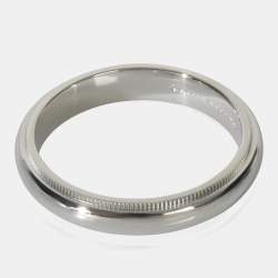 Pre Owned Tiffany & Co. Tiffany Together Milgrain Platinum Band Ring EU 61