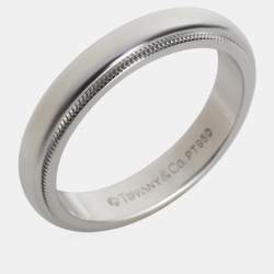 مملوكة مسبقًا Tiffany & Co. Tiffany Together Milgrain Platinum Ring EU 57