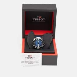 Tissot Vignette Blue Black PVD Coated Stainless Steel Canvas Rubber Seastar T120.607.041.00 Men's Wristwatch 46 mm