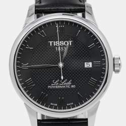 Pre Owned Tissot Black Stainless Steel Leather Le Locle T006.407.16.053.00 Men's Wristwatch 39 mm
