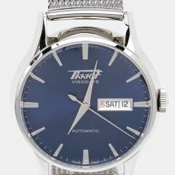 Pre Owned Tissot Blue Stainless Steel Heritage Visodate T019.430.11.041.00 Men's Wristwatch 40 mm