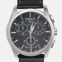 Tissot Black Stainless Steel Leather T-Trend T035.617.16.051.00 Men's Wristwatch 41 mm