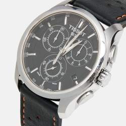 Tissot Black Stainless Steel Leather T-Trend T035.617.16.051.00 Men's Wristwatch 41 mm