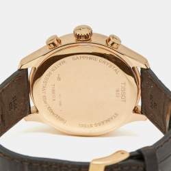 Pre Owned ساعة يد رجالية تيسوت كرونو إكس إل كلاسيك T1166173603700 مينا فضي مغطى بـ PVD الورد الفولاذي المقاوم للصدأ جلد تمساح 45 مم