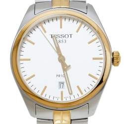 Pre Owned Tissot Silver White Two-Tone Stainless Steel PR100 T101.410.22.031.00 Men's Wristwatch 39 mm