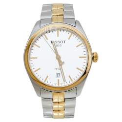 Pre Owned Tissot Silver White Two-Tone Stainless Steel PR100 T101.410.22.031.00 Men's Wristwatch 39 mm