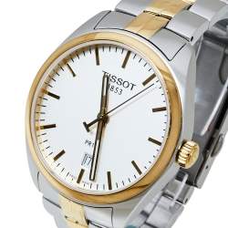 Pre Owned Tissot Silver White Two-Tone Stainless Steel PR100 T101.410.22.031.00 Men's Wristwatch 39 mm