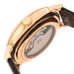 Pre Owned Tissot Silver Rose Gold Plated Stainless Steel Leather Caron Premium Powermatic 80 T122.407.36.031.00 Men's Wristwatch 40 mm