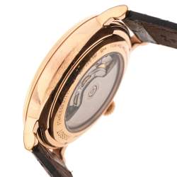 Pre Owned Tissot Silver Rose Gold Plated Stainless Steel Leather Caron Premium Powermatic 80 T122.407.36.031.00 Men's Wristwatch 40 mm