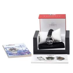 Pre Owned Tissot Black Stainless Steel Leather Heritage Visodate T019.430.16.051.01 Men's Wristwatch 40 mm