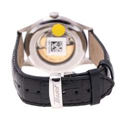 Pre Owned Tissot Black Stainless Steel Leather Heritage Visodate T019.430.16.051.01 Men's Wristwatch 40 mm
