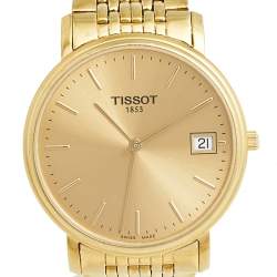 Tissot Champagne Gold Plated Stainless Steel Classic T870/970 Men's Wristwatch 34 mm