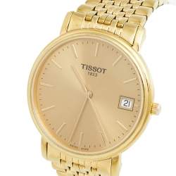 Tissot Champagne Gold Plated Stainless Steel Classic T870/970 Men's Wristwatch 34 mm
