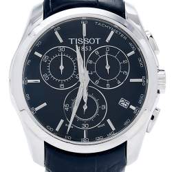 Tissot Black Stainless Steel Leather Couturier T035617A Men's Wristwatch 41 mm