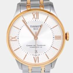 Tissot Silver Two Tone Stainless Steel Chemin des Tourelles T099.407.22.038.01 Men's Wristwatch 42 mm