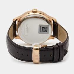 Tissot White Rose Gold Plated Stainless Steel Leather Traditional Perpetual T0636373603700 Men's Wristwatch 42 mm 