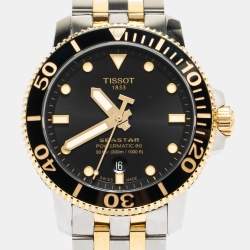 Pre Owned Tissot Black Two Tone Stainless Steel Seastar T120.407.22.051.00 Men's Wristwatch 43 mm