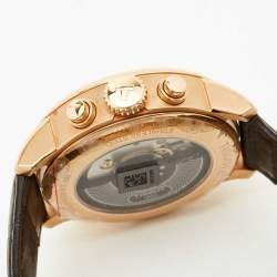 Tissot Silver Rose Gold Plated Stainless Steel Leather T-Classic Chemin Des Tourelles T099.427.36.038.00 Men's Wristwatch 44 mm 