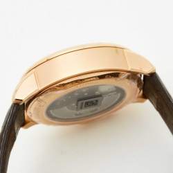 Tissot Silver Rose Gold Plated Stainless Steel Leather T-Classic Chemin Des Tourelles T099.427.36.038.00 Men's Wristwatch 44 mm 