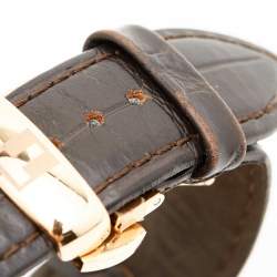 Tissot Silver Rose Gold Plated Stainless Steel Leather T-Classic Chemin Des Tourelles T099.427.36.038.00 Men's Wristwatch 44 mm 