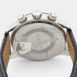 Pre Owned Tissot Black Stainless Steel Leather V8 T039.417.26.057.00 Men's Wristwatch 42 mm