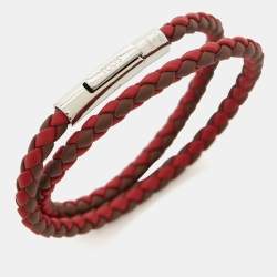 Tod's MyColors Multi Color Woven Leather and Silver-Tone Wrap Bracelet