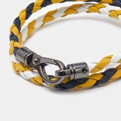 Pre Owned Tod's Mycolors Bicolor Braided Leather Gunmetal Tone Double Wrap Bracelet        