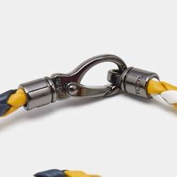 Pre Owned Tod's Mycolors Bicolor Braided Leather Gunmetal Tone Double Wrap Bracelet        