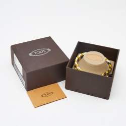 Pre Owned Tod's Mycolors Bicolor Braided Leather Gunmetal Tone Double Wrap Bracelet        