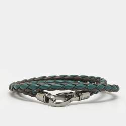 Pre Owned Tod's MyColors Bicolor Leather Gunmetal Tone Bracelet