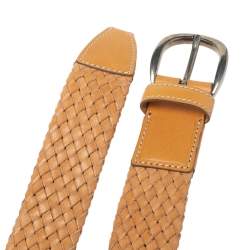 Tod's Beige Woven Leather Belt 95cm