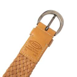 Tod's Beige Woven Leather Belt 95cm