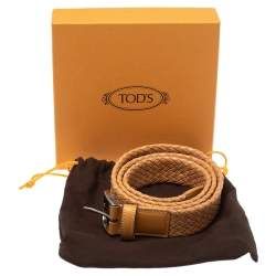 Tod's Beige Woven Leather Belt 95cm