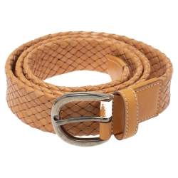 Tod's Beige Woven Leather Belt 95cm