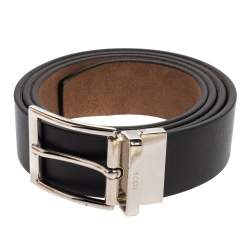Pre Owned Tod's Black Leather Buckle Belt 90 CM