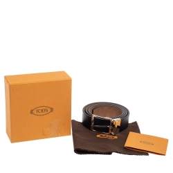 Pre Owned Tod's Black Leather Buckle Belt 90 CM