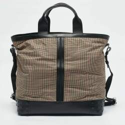 Tod's Multicolor Checkered Nylon and Leather Gommino Tote